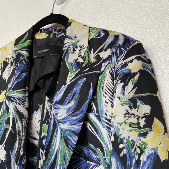 Zara Basic Flowing Printed Floral Blazer Sz Small - Picture 2 of 11